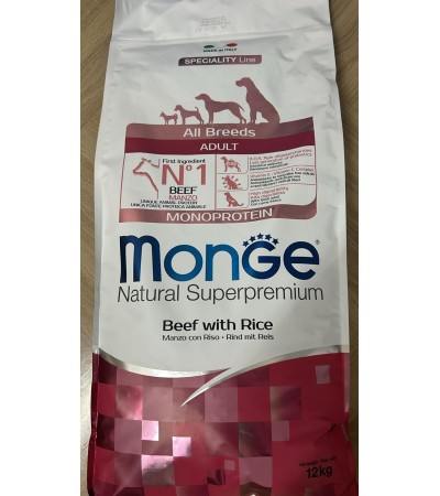 Monge Natural Superpremium All Breeds - Adult - Manzo con Riso - 12Kg