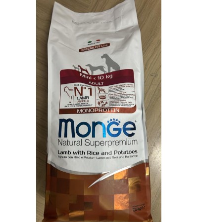 Monge Natural Superpremium All Breeds - Adult - Agnello con Riso e Patate - 7,5 Kg